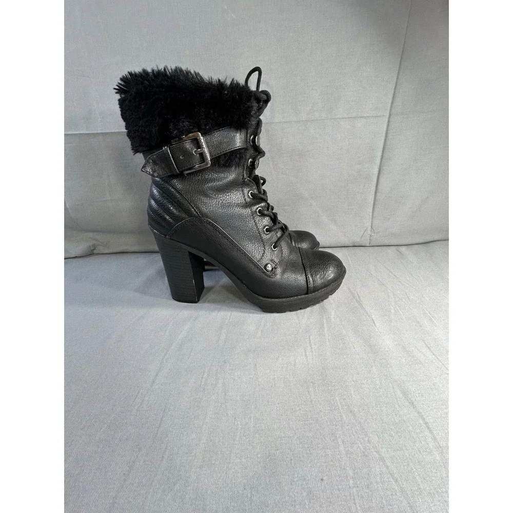 G by Guess Faux Fur‎ Trim Black Boots Women's 7M